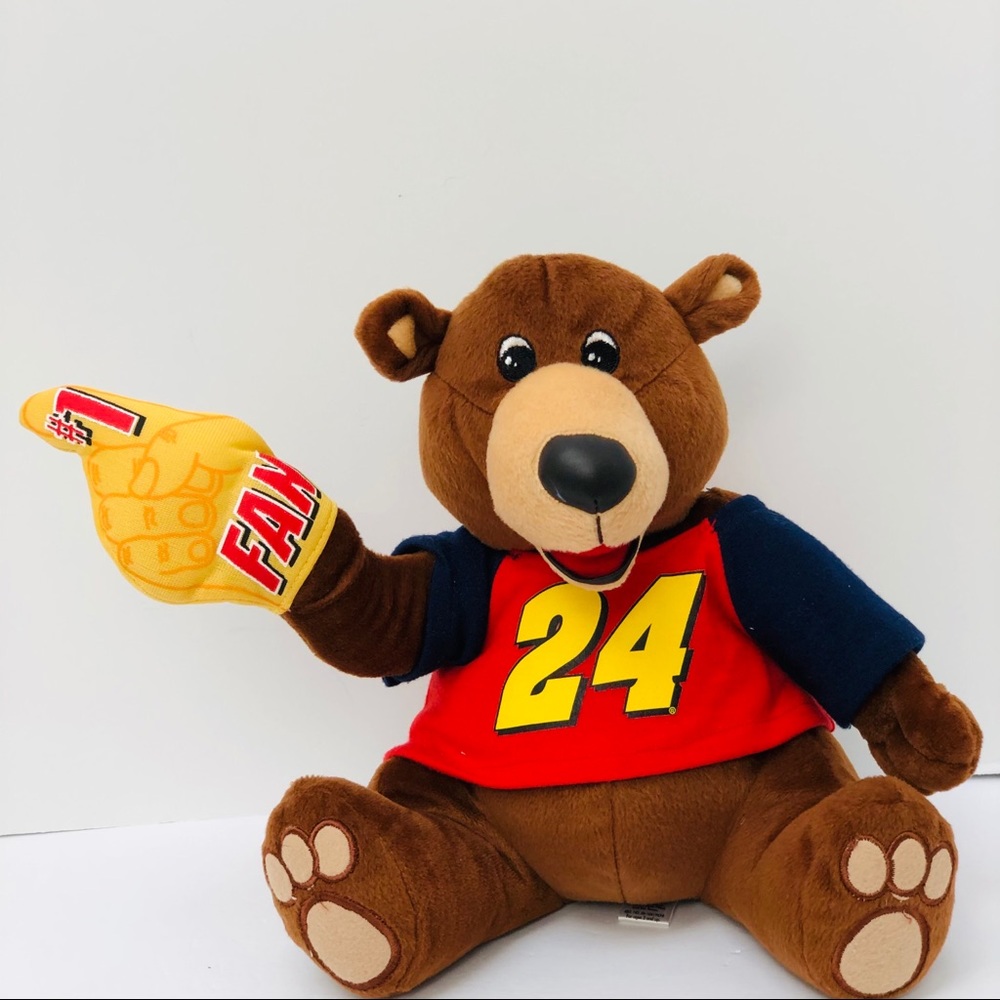 #24 Jeff Gordon NASCAR vintg plush teddy bear stuffed animal toy 11”